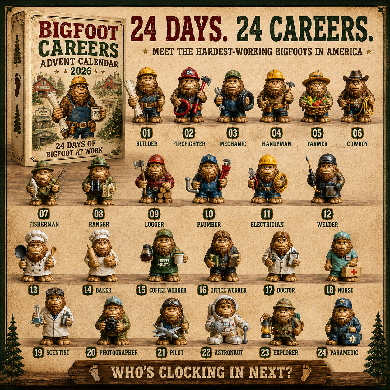🦶 Bigfoot Careers Advent Calendar 2026 – 24 Days of Sasquatch at Work