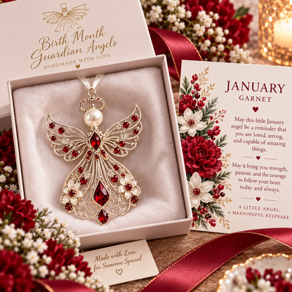 ✨ Birth Month Guardian Angel Ornament – 12 Birthstone Angels