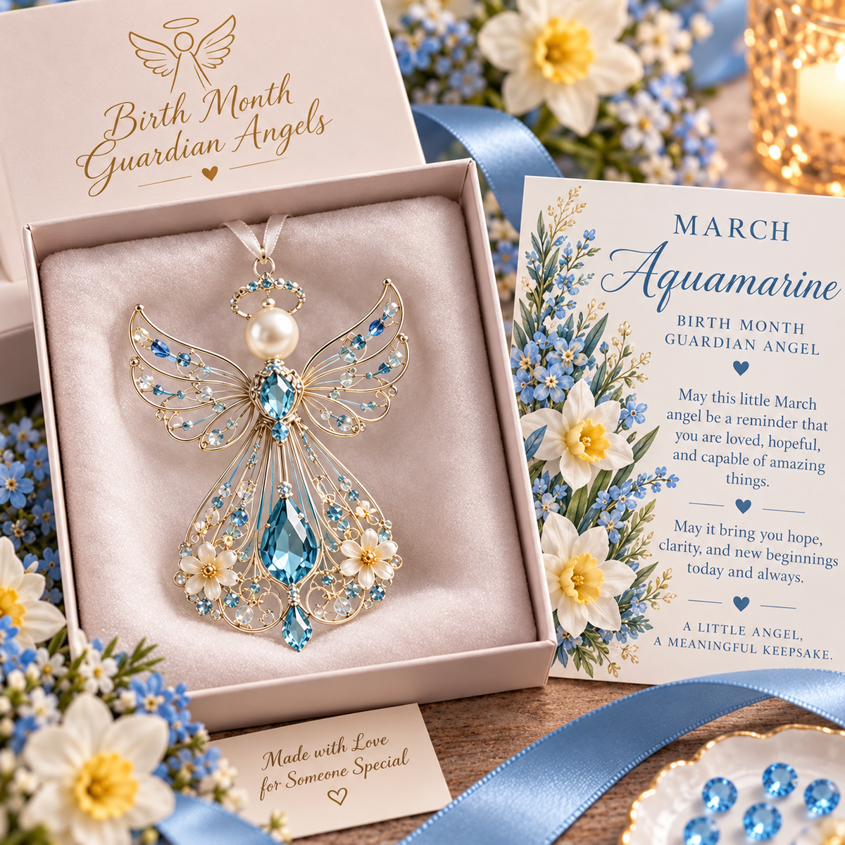 ✨ Birth Month Guardian Angel Ornament – 12 Birthstone Angels