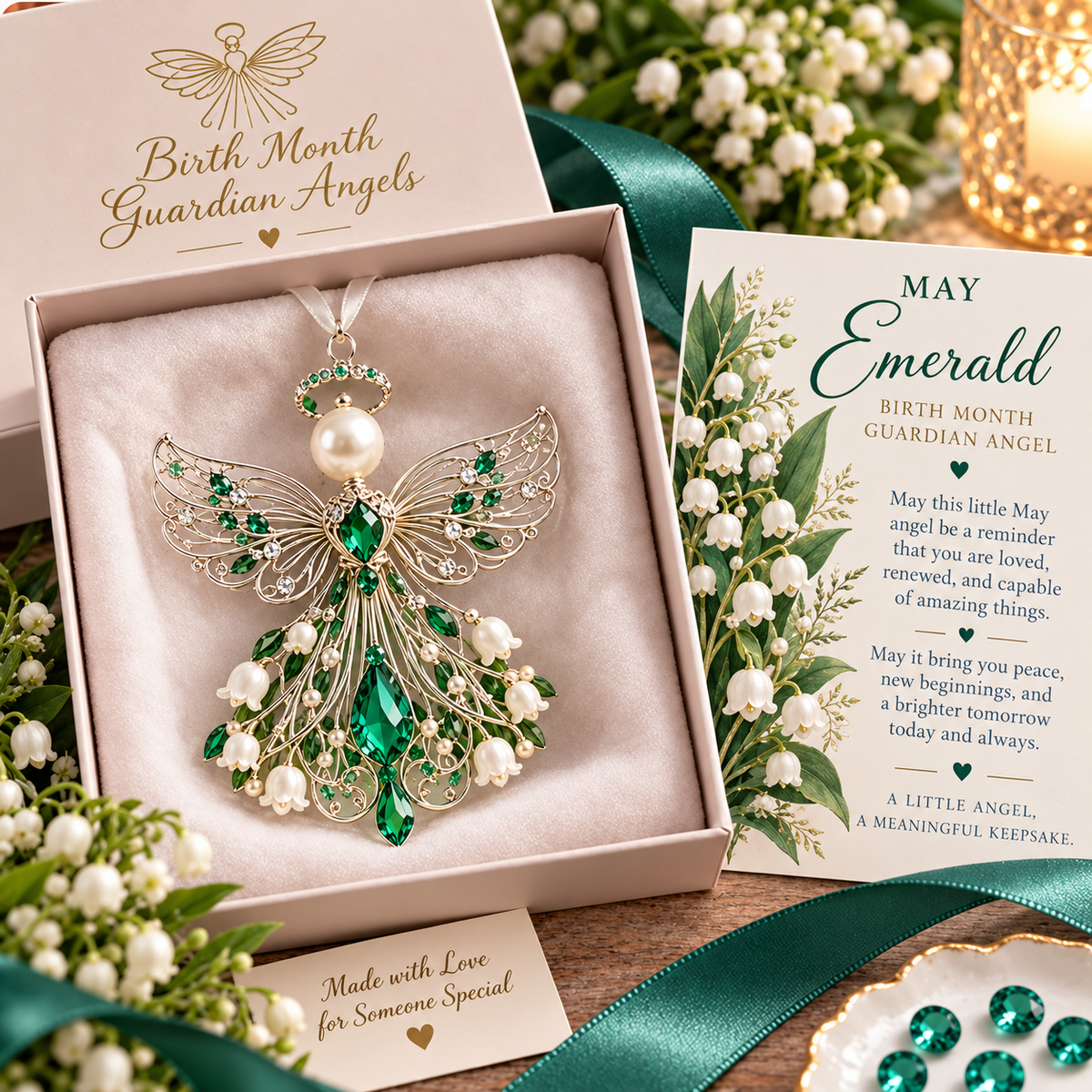 ✨ Birth Month Guardian Angel Ornament – 12 Birthstone Angels