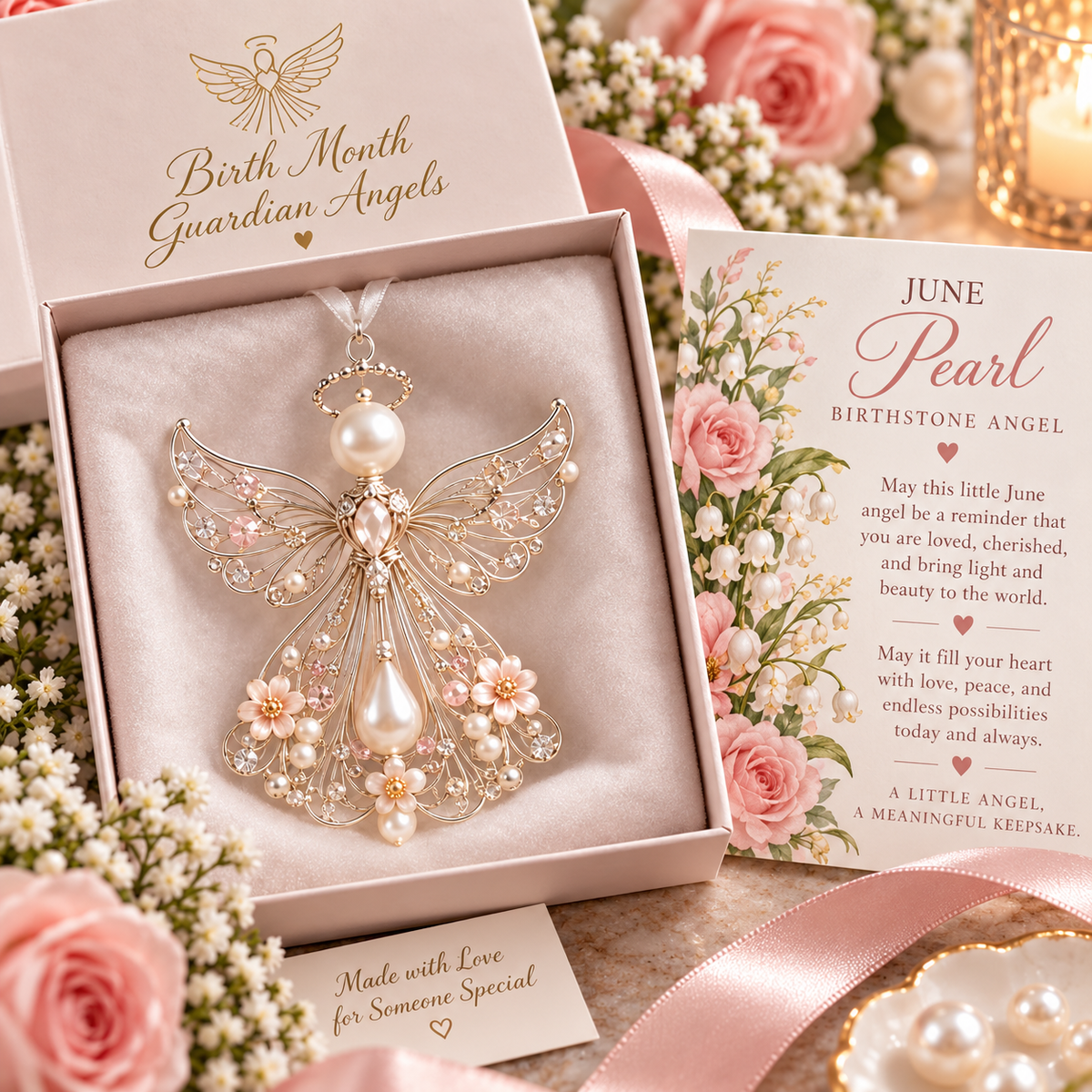 ✨ Birth Month Guardian Angel Ornament – 12 Birthstone Angels