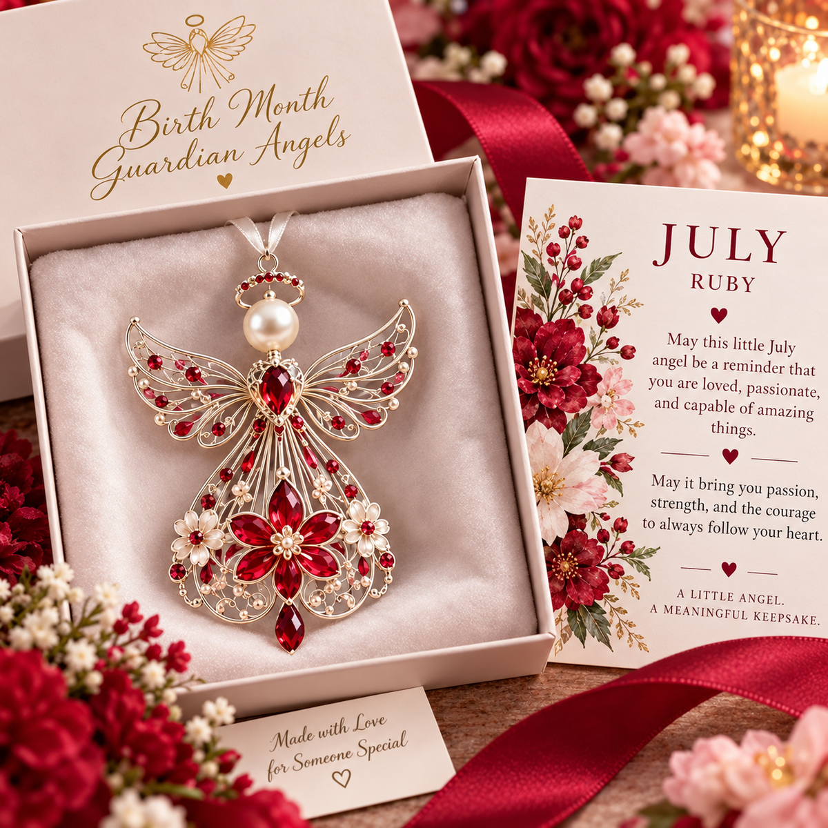 ✨ Birth Month Guardian Angel Ornament – 12 Birthstone Angels