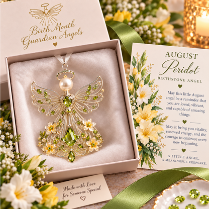 ✨ Birth Month Guardian Angel Ornament – 12 Birthstone Angels