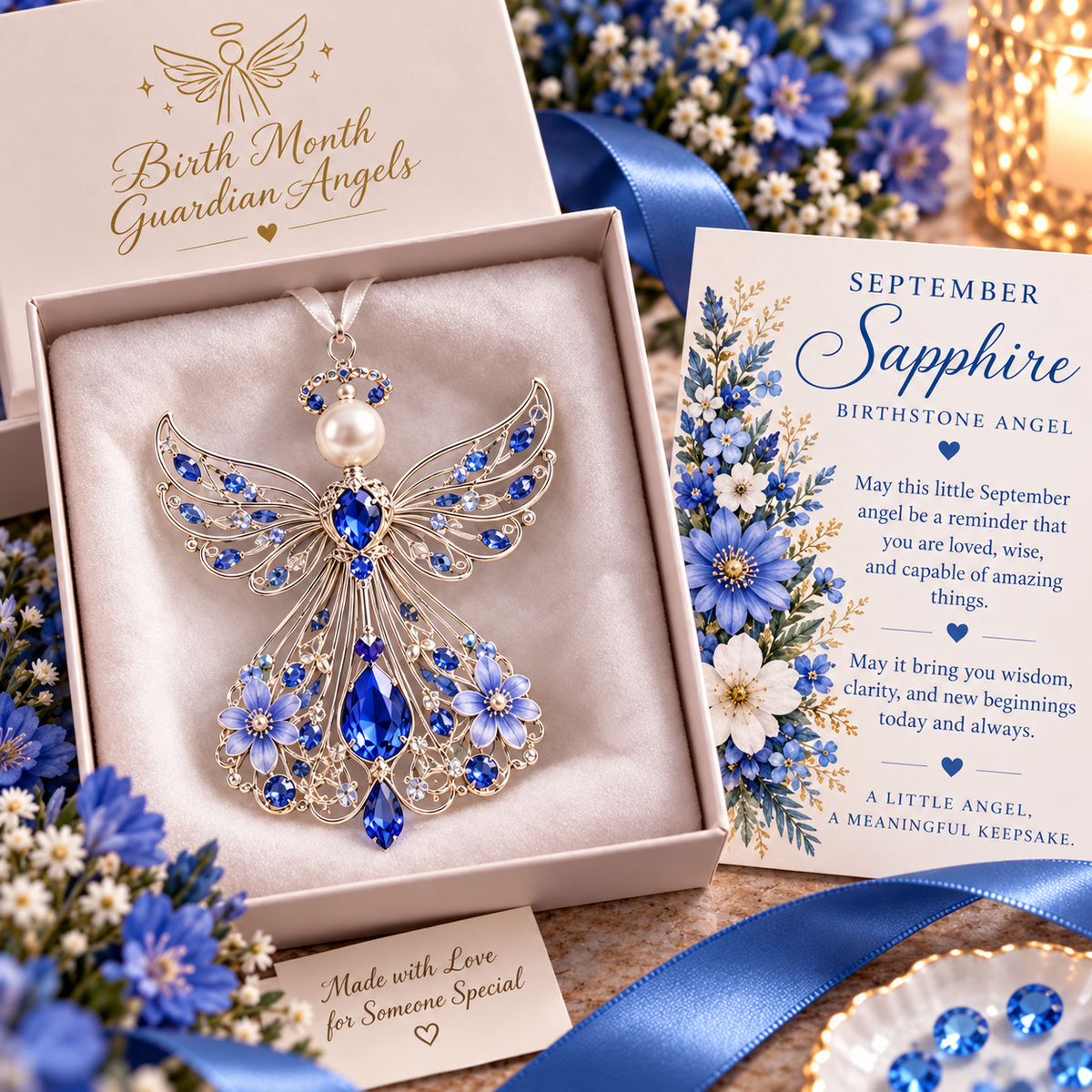 ✨ Birth Month Guardian Angel Ornament – 12 Birthstone Angels