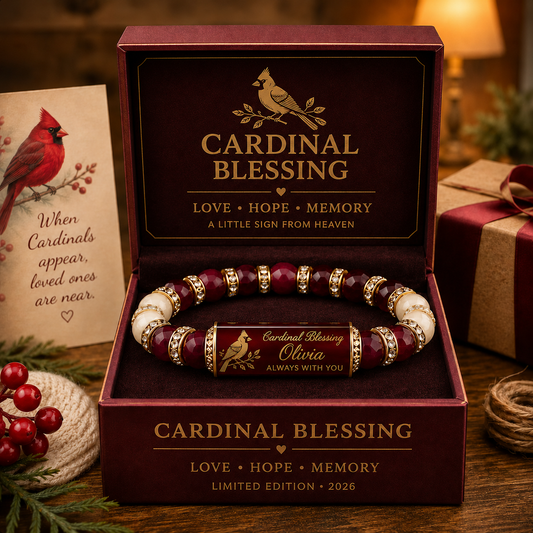 Personalized Cardinal Blessing Keepsake Bracelet with Giftbox