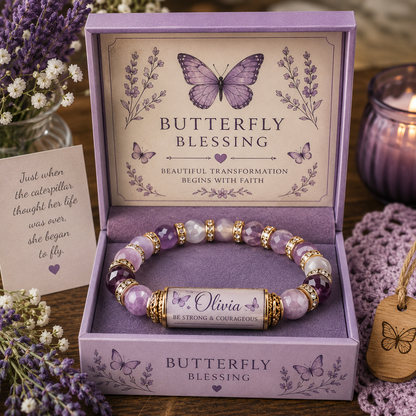 Personalized Butterfly Blessing Bracelet with Giftbox