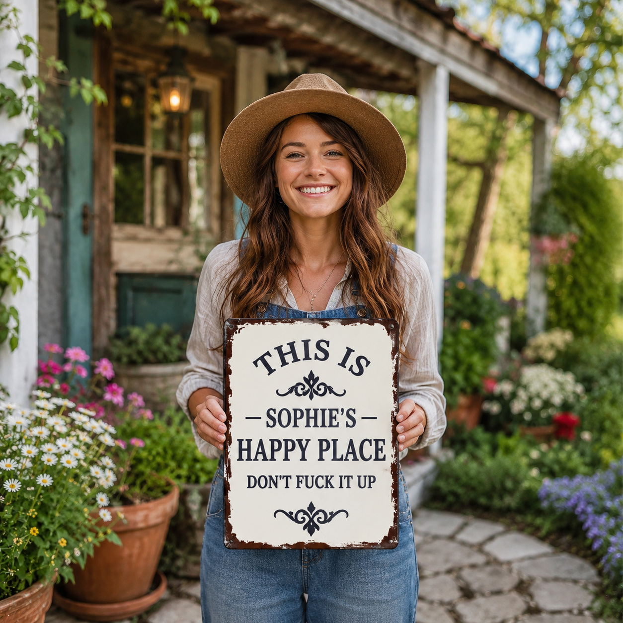 Personalized “This Is My Happy Place” Vintage Metal Sign