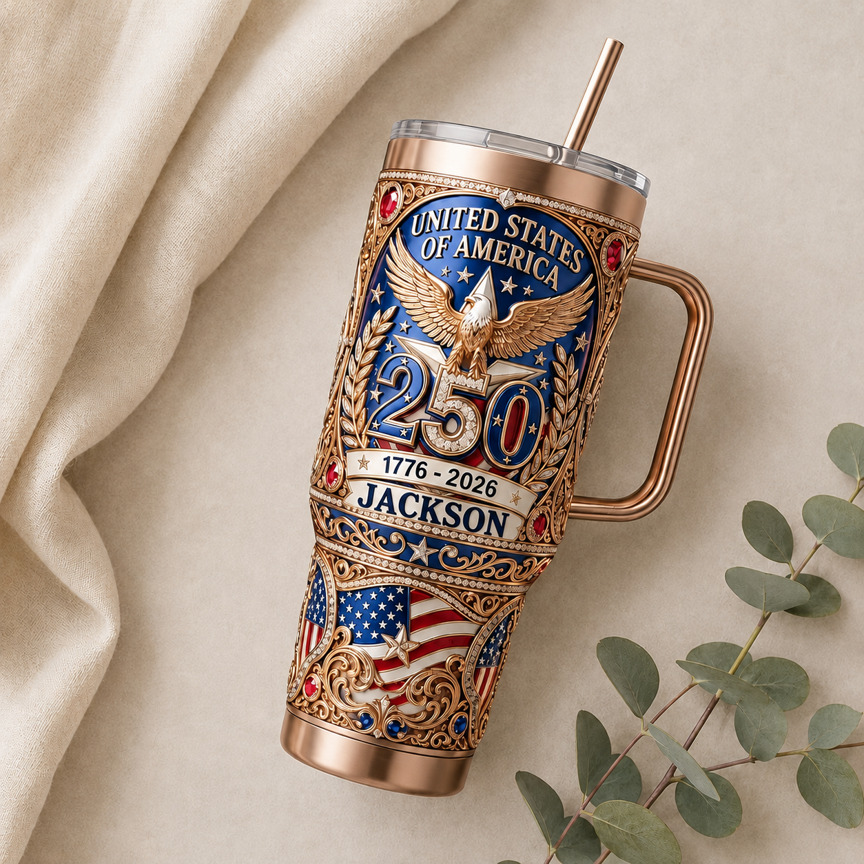 Personalized 250th Anniversary Patriotic Tumbler