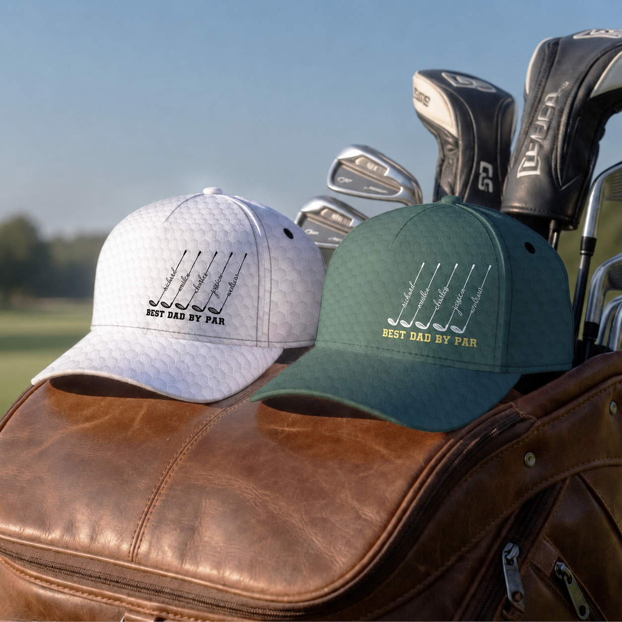 Personalized Best Dad By Par Cap, Grandpa Fathers Day Gift, Papa Name Golfing Gear, Husband Anniversary Keepsake