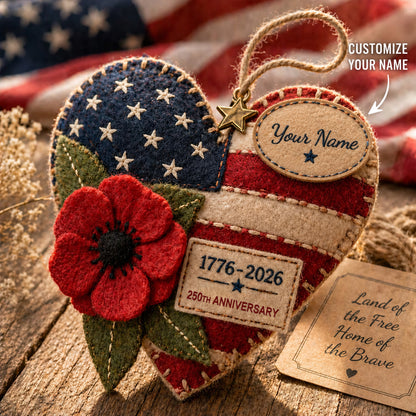 United States 250th Anniversary Personalized Heart Ornament