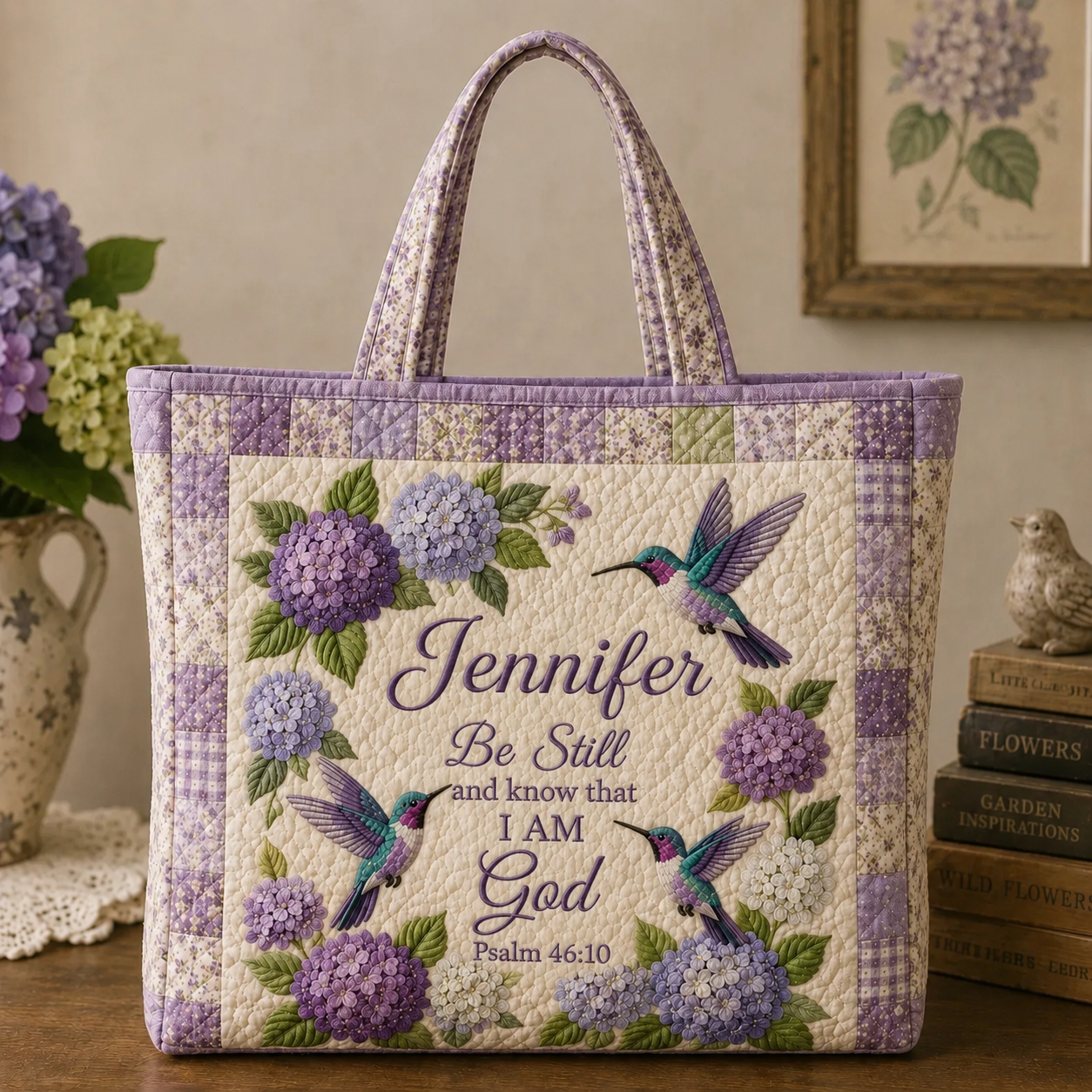 Personalized Christian Quilted Tote Bag