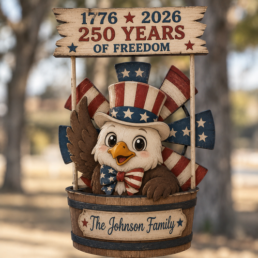 Personalized 250th Anniversary Patriotic Eagle Wind Spinner Yard Decor