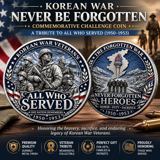 Korean War "Never Be Forgotten" Commemorative Challenge Coin