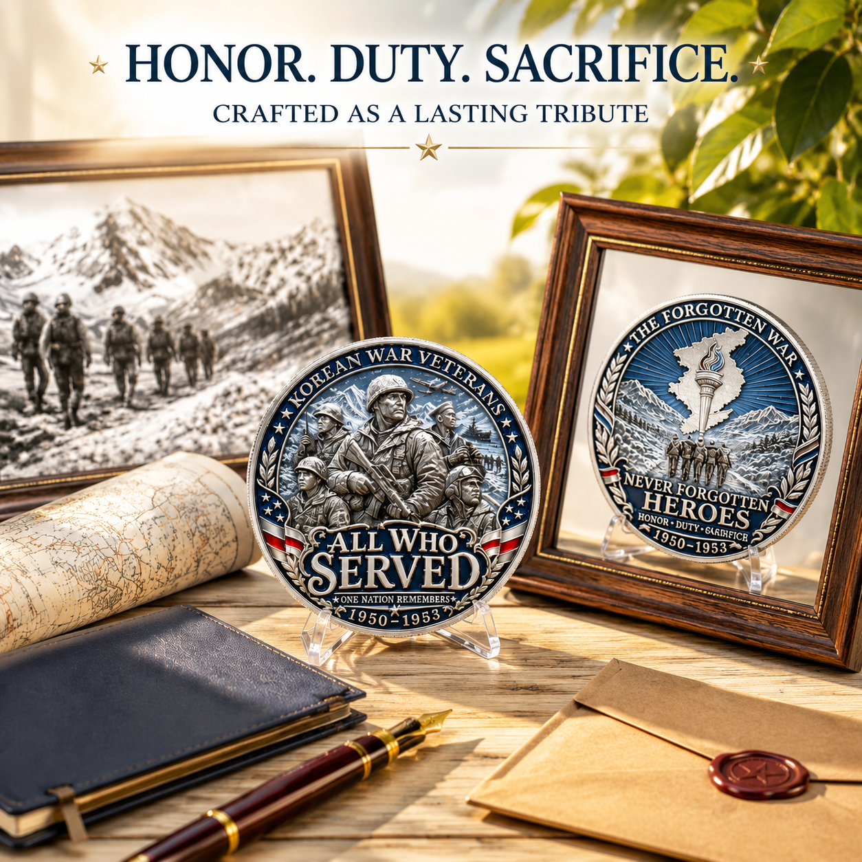 Korean War "Never Be Forgotten" Commemorative Challenge Coin