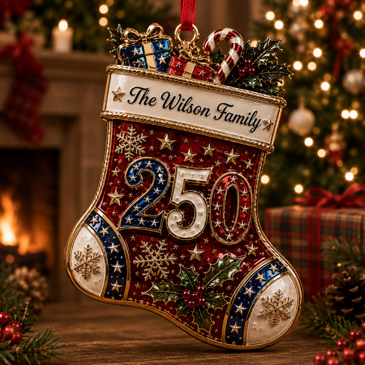 Personalized USA 250th Anniversary Christmas Ornament