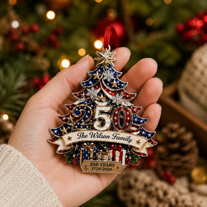 Personalized USA 250th Anniversary Christmas Ornament