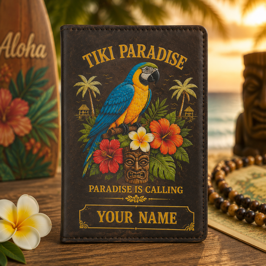 Tiki Paradise Personalized Passport Holder