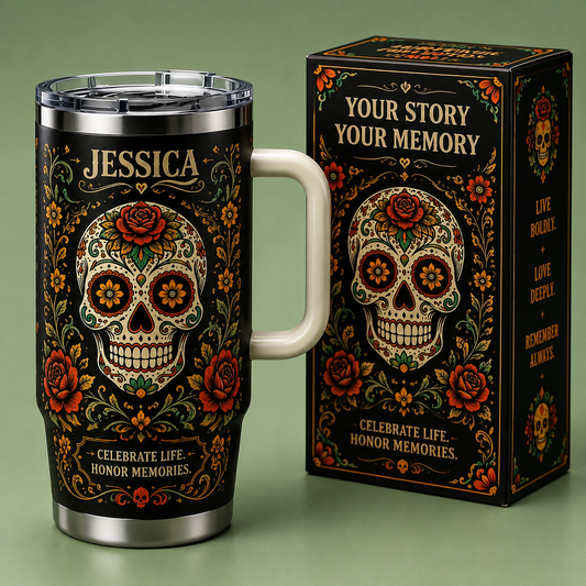 Personalized Eternal Bloom Skull Tumbler