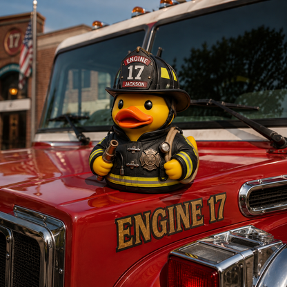 Personalized Firefighter Duck Figurine