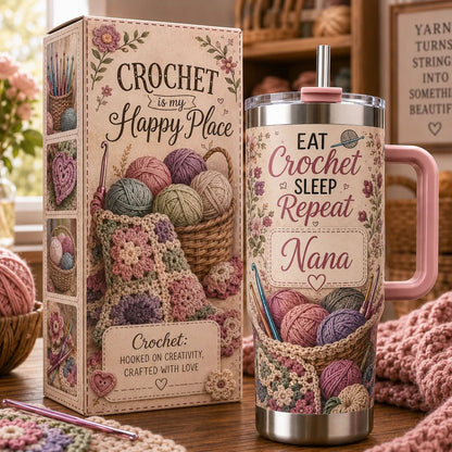 🧶🌸Personalized Crochet Lover Tumbler