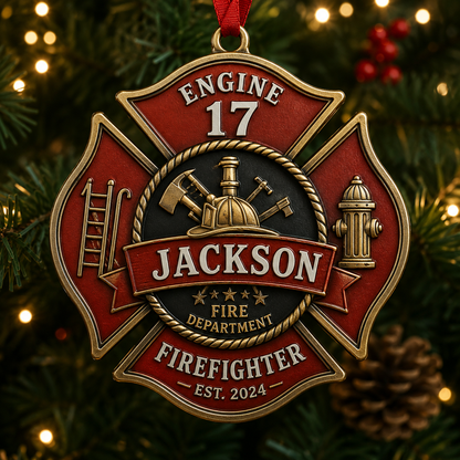 🚒Personalized Firefighter Badge Ornament