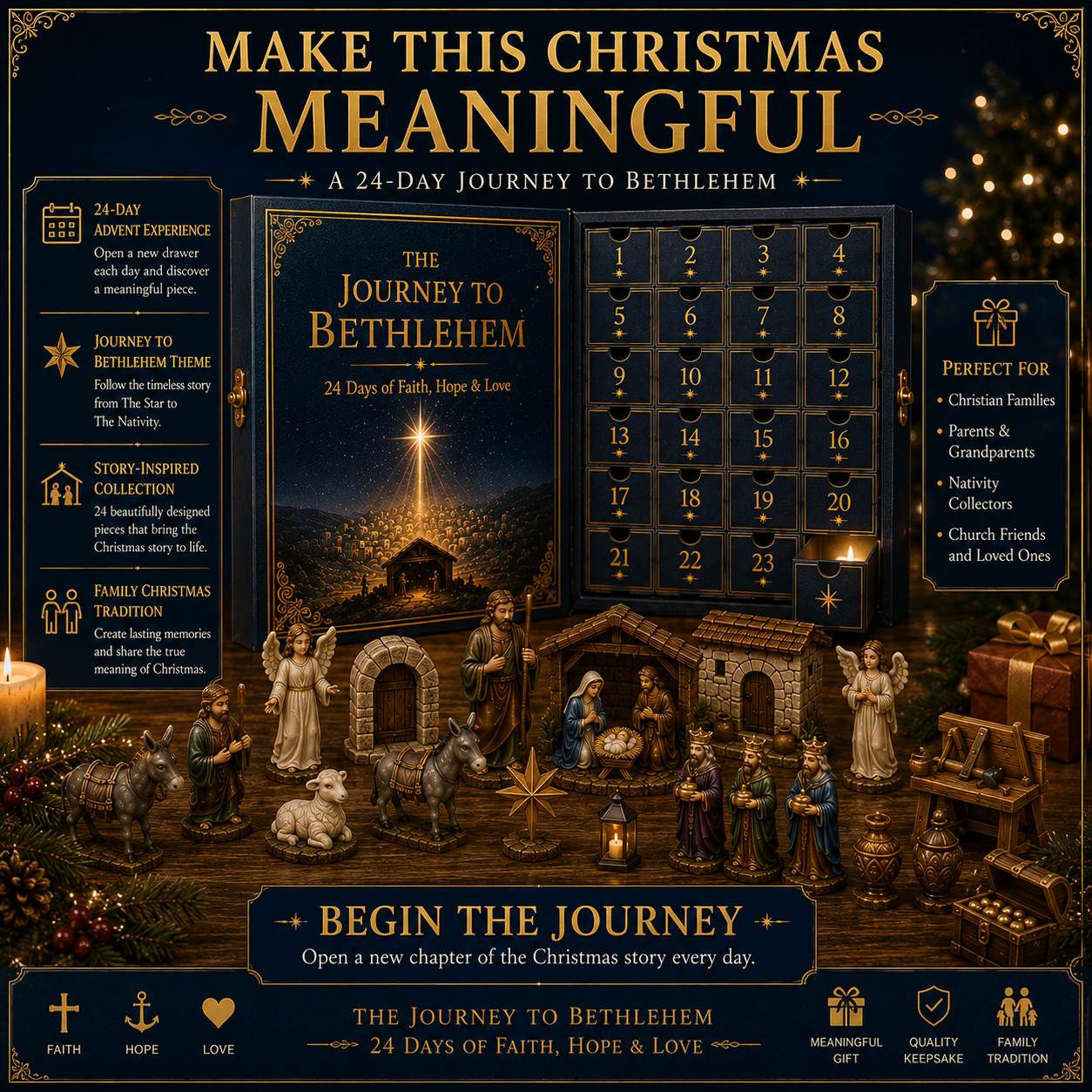 🌟 2026 Christian Nativity Advent Calendar – 24-Day Journey to Bethlehem