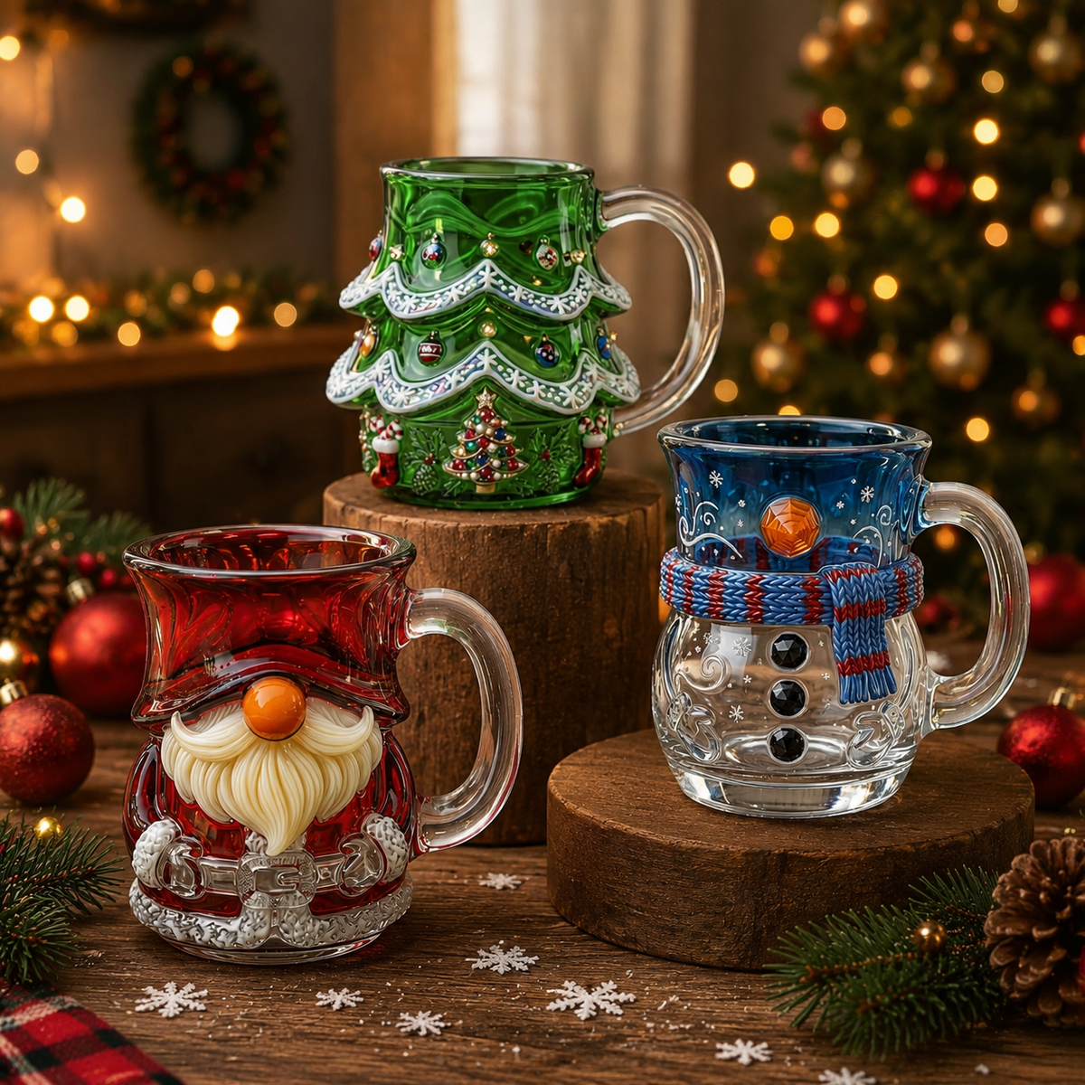 🎄✨ Christmas Character Glass Mug Collection