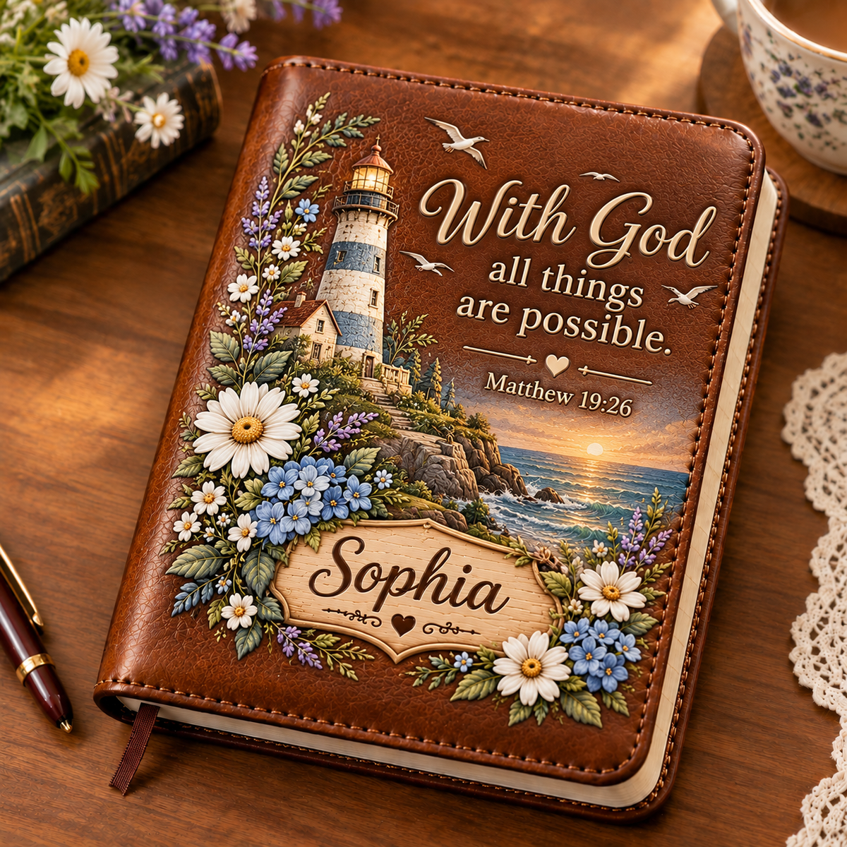 📖Personalized Leather Scripture Notebook