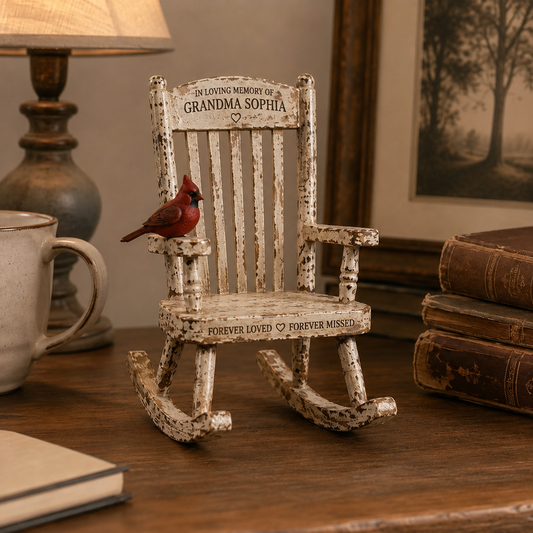 🐦Personalized Memorial Rocking Chair Keepsake – Remembrance Cardinal Decor
