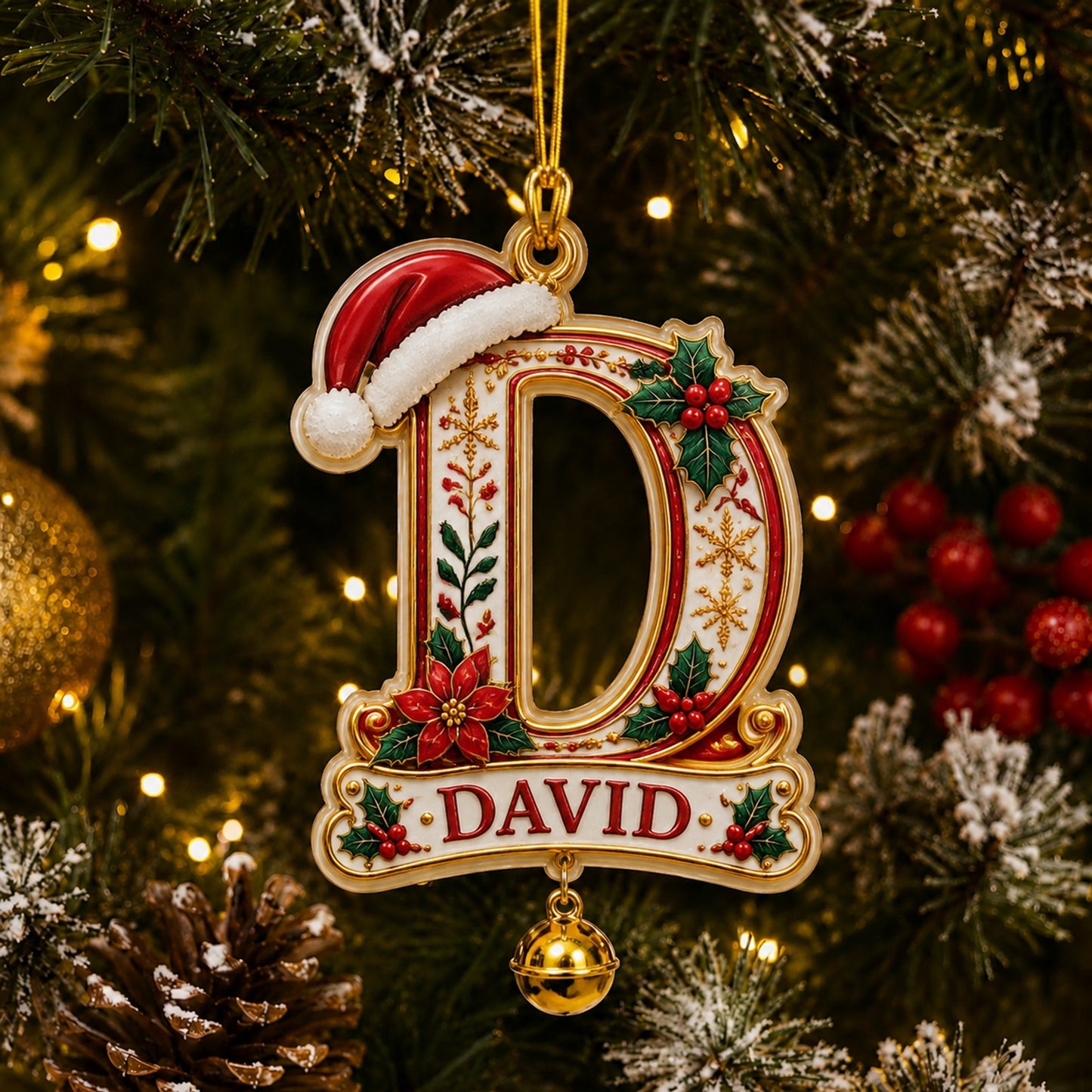 Personalized Christmas Initial Ornament – Custom Name & Family Keepsake