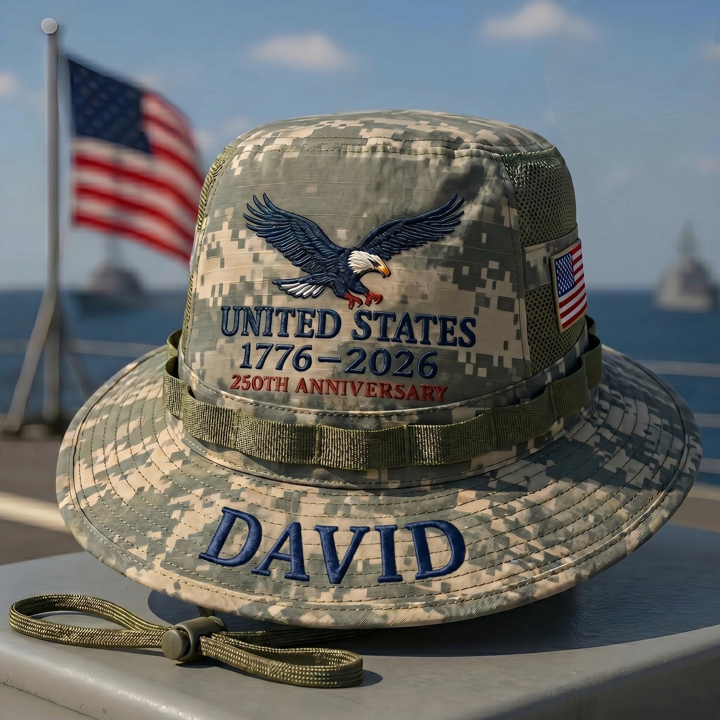 🎖️ Personalized ACU Camo Boonie Hat – 250th Anniversary Edition