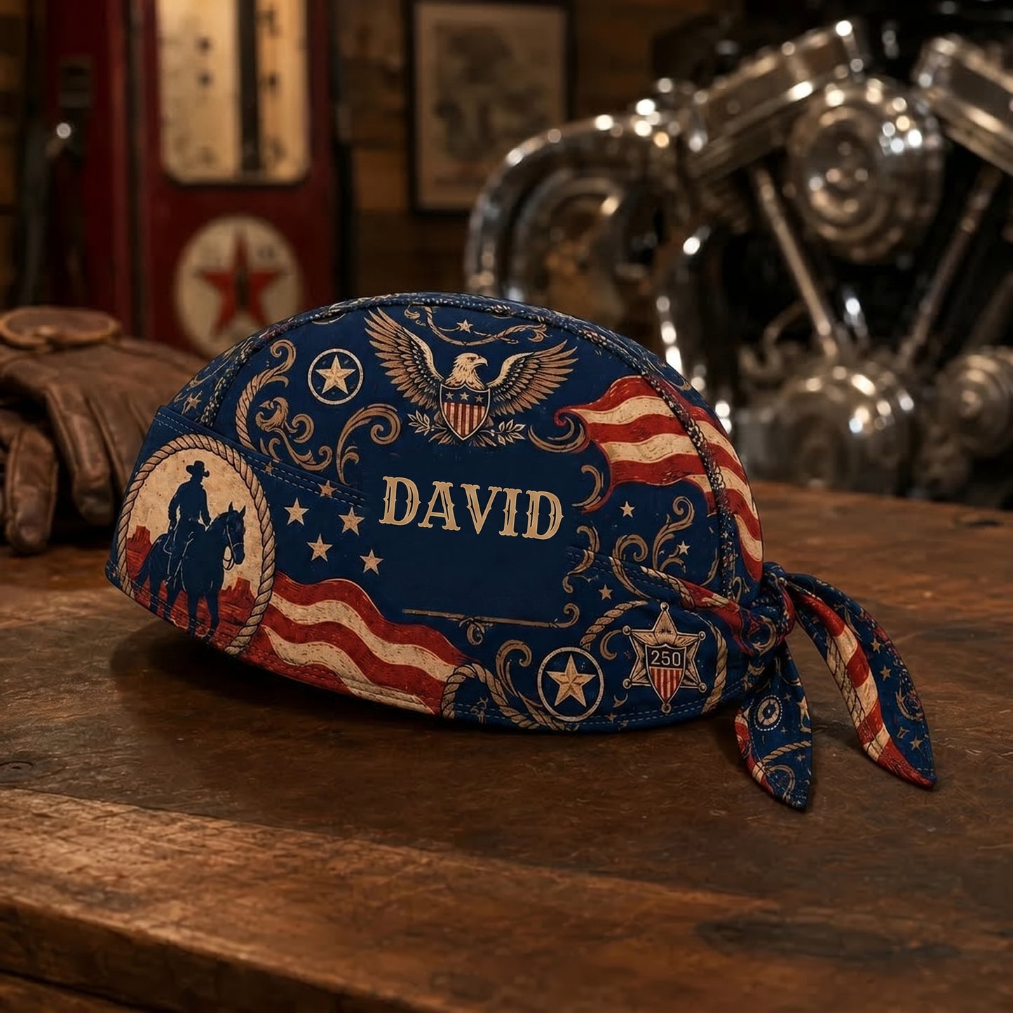 Personalized America 250 Biker Headwrap / Cycling Pirate Hat