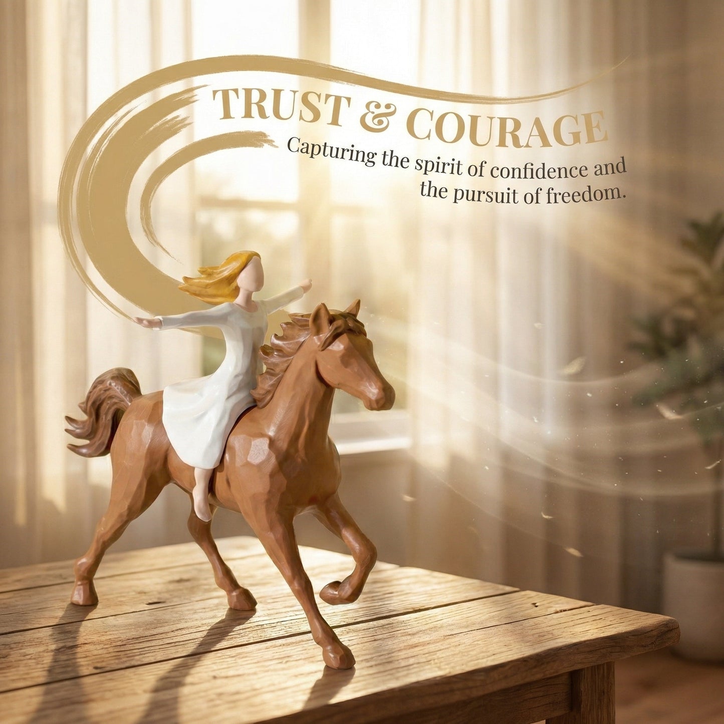 Personalized Edition: Spirit of Freedom Girl Riding Horse Figurine — Engrave Your Own Moment of Courage