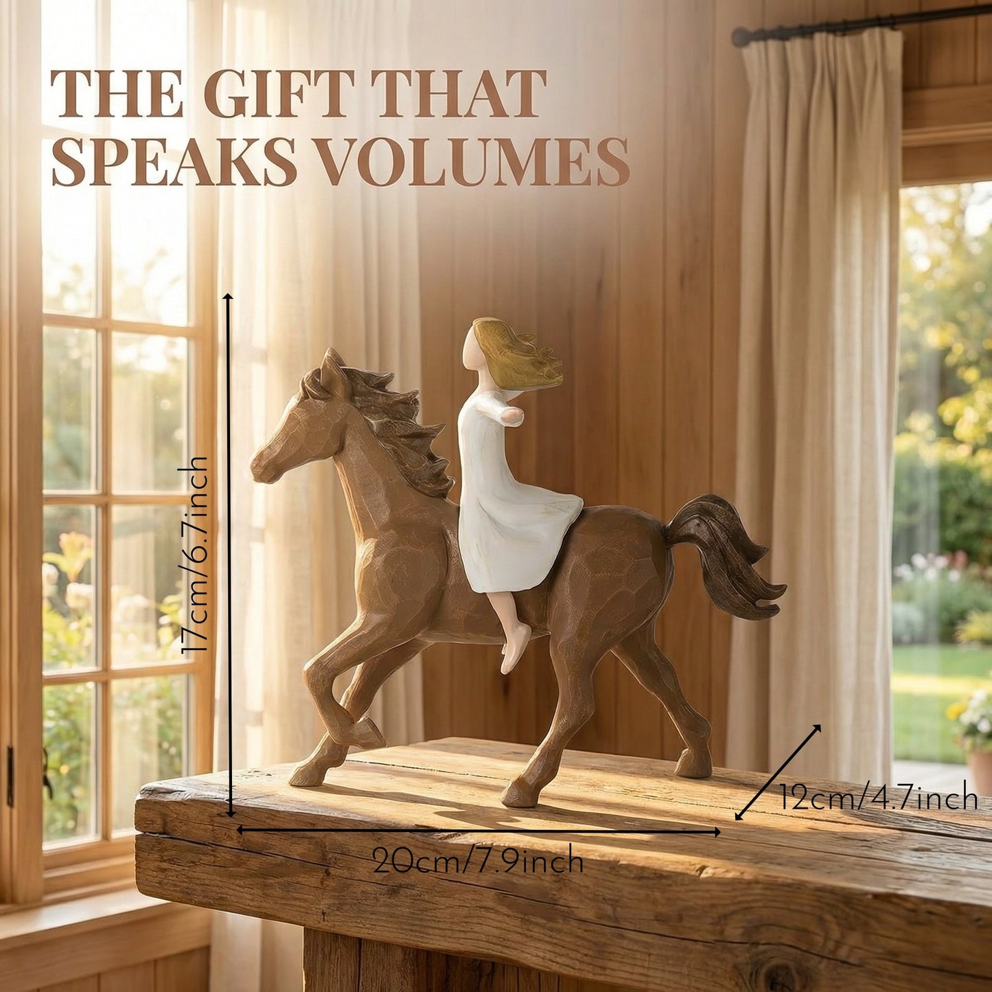Personalized Edition: Spirit of Freedom Girl Riding Horse Figurine — Engrave Your Own Moment of Courage
