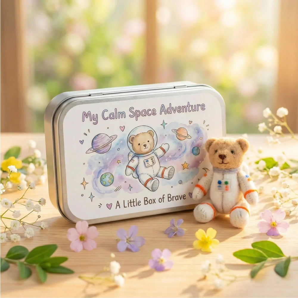 Personalized Name Astronaut Teddy Bear with Space Theme Gift Box, Anxiety Relief Plush Toy, Emotional Support Comfort Doll for Kids/Boys/Girls