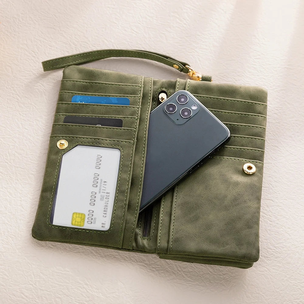 Custom Name Watercolor Birth Flower Tri-Fold Wristlet Wallet, Leather Card Holder with Wrist Strap, Birthday/Anniversary/Christmas Gift for Women