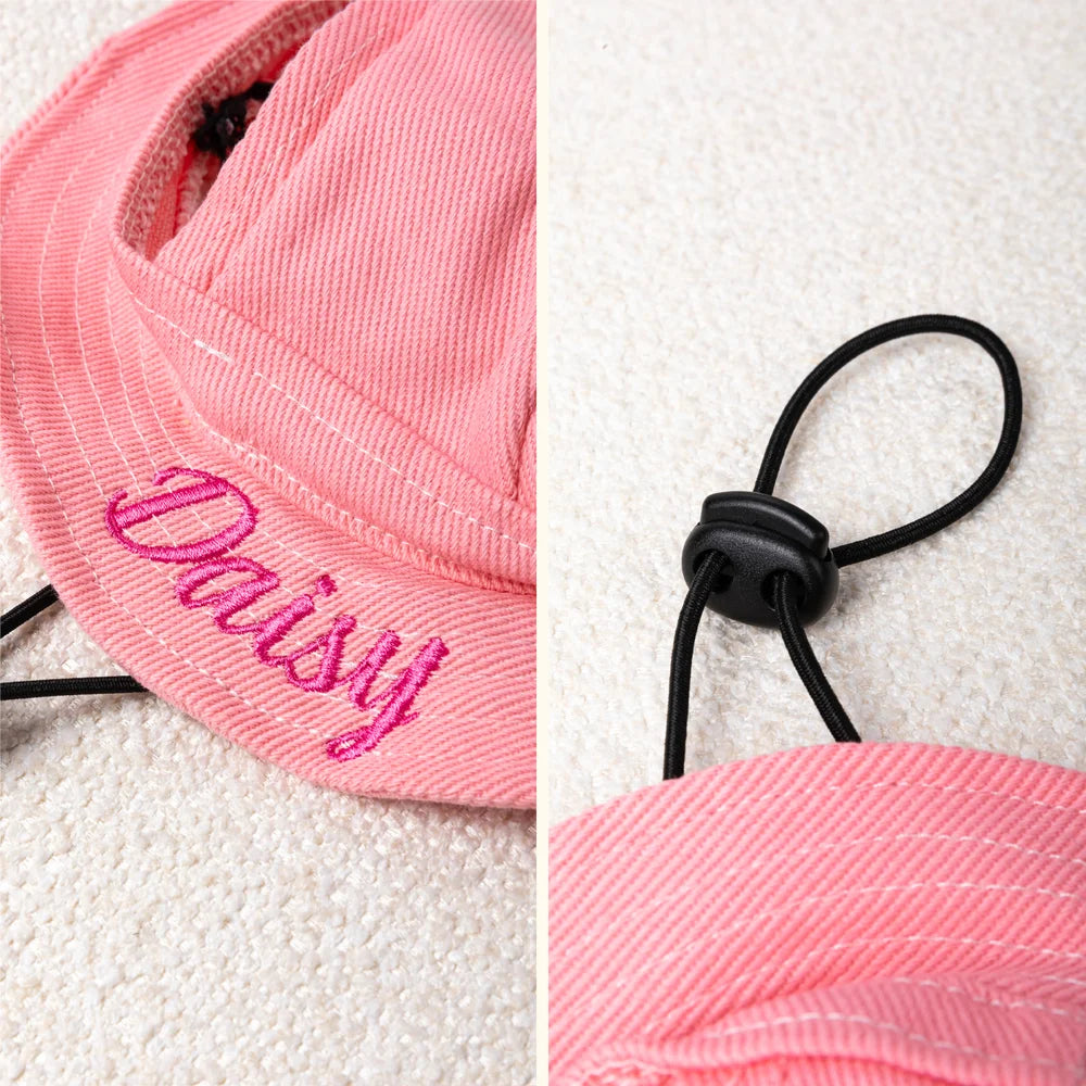 Personalized Multicolor Milk Pattern Adjustable Pet Bucket Hat with Embroidered Name Pet Daily Wear Birthday Gift for Pet Mom Dad Pet Lovers