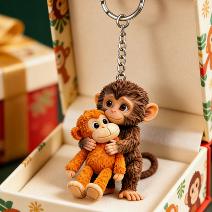 🏆Last Day 50% OFF-🐵 3D Effect Viral Punch Monkey Keychain 💕🎁Emotional Gift for Animal Lovers, Family, Friends, Loved Ones