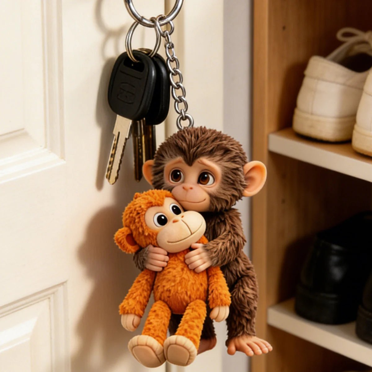 🏆Last Day 50% OFF-🐵 3D Effect Viral Punch Monkey Keychain 💕🎁Emotional Gift for Animal Lovers, Family, Friends, Loved Ones