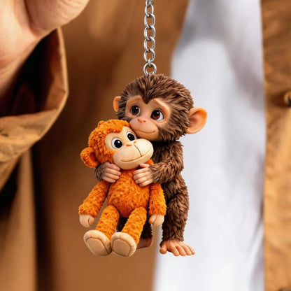🏆Last Day 50% OFF-🐵 3D Effect Viral Punch Monkey Keychain 💕🎁Emotional Gift for Animal Lovers, Family, Friends, Loved Ones