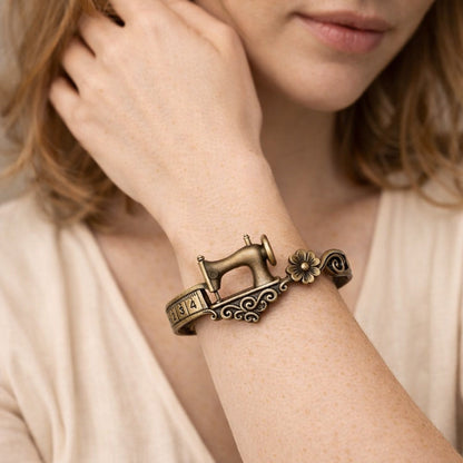 💖🎁2026 Mother's Day Gifts 50% Off--Customize Sewing Machine Bracelet & Ring Set🧵