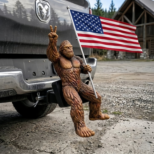 💪 Bigfoot American Flag Tow Hook – Heavy-Duty Vehicle Decoration