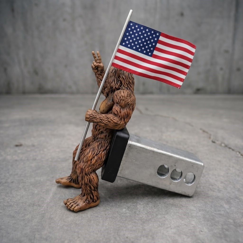 💪 Bigfoot American Flag Tow Hook – Heavy-Duty Vehicle Decoration