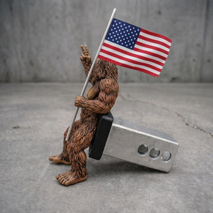 💪 Bigfoot American Flag Tow Hook – Heavy-Duty Vehicle Decoration
