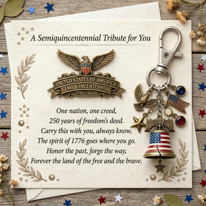 Semiquincentennial Tribute Keychain & Pin Set – 250th Anniversary of American Independence (1776–2026)