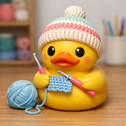 🦆 Personalized Crochet Buddy Duck – Custom Name Resin Figurine