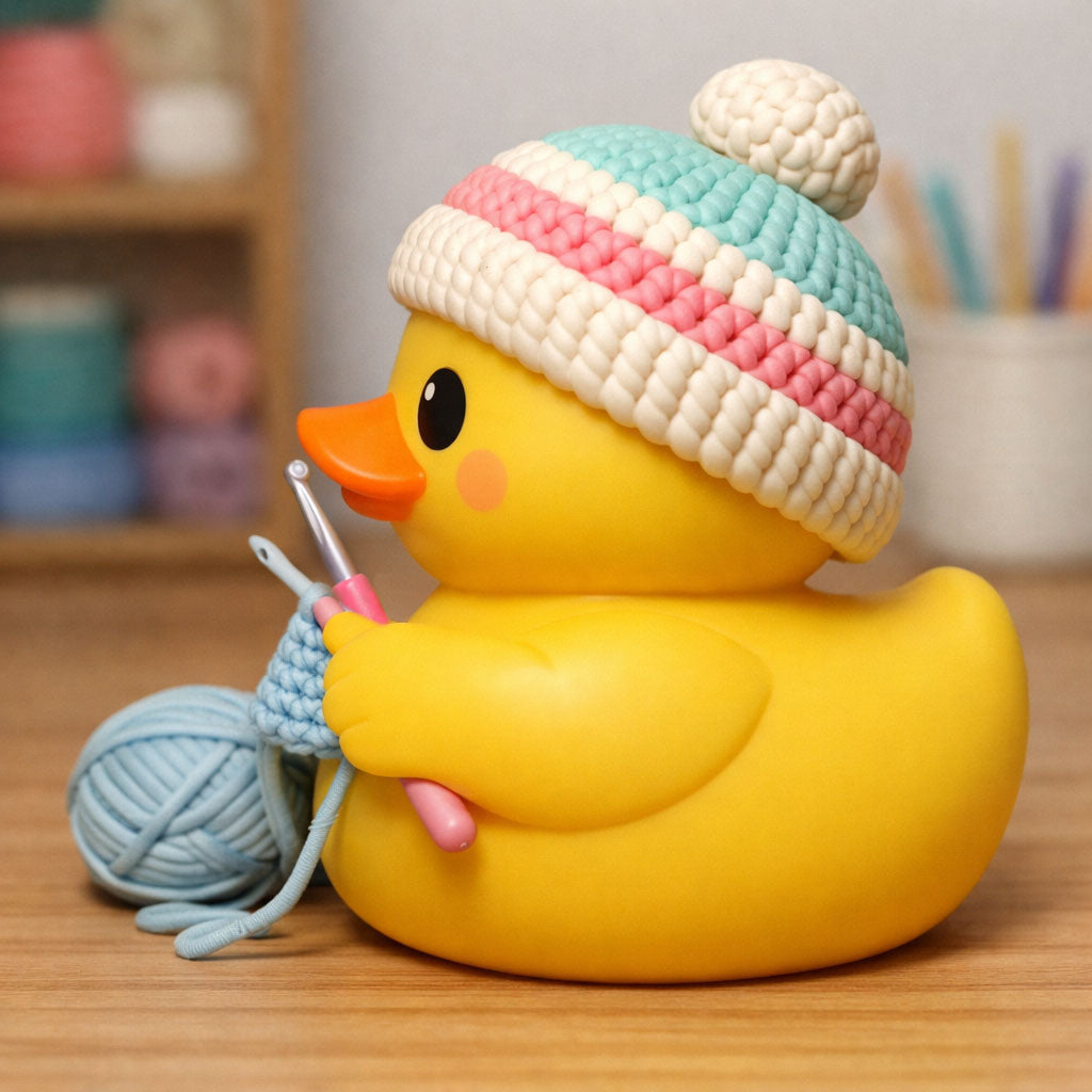 🦆 Personalized Crochet Buddy Duck – Custom Name Resin Figurine