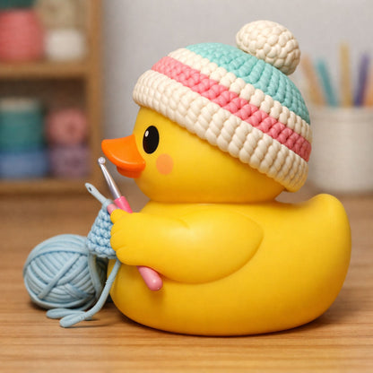 🦆 Personalized Crochet Buddy Duck – Custom Name Resin Figurine