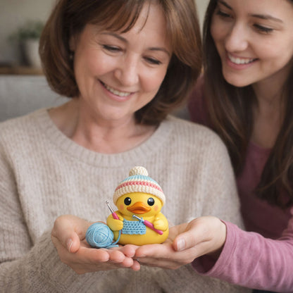 🦆 Personalized Crochet Buddy Duck – Custom Name Resin Figurine