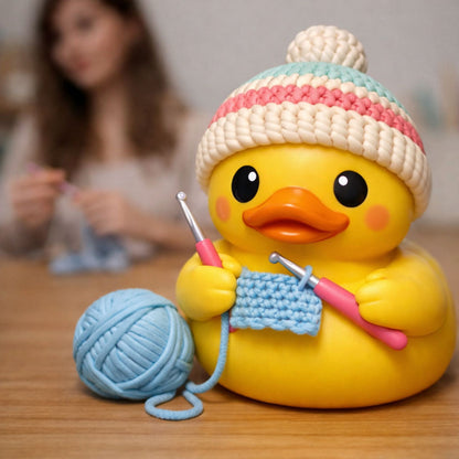 🦆 Personalized Crochet Buddy Duck – Custom Name Resin Figurine